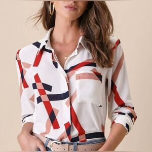 Lulus Women's Abstract Print Blouse
